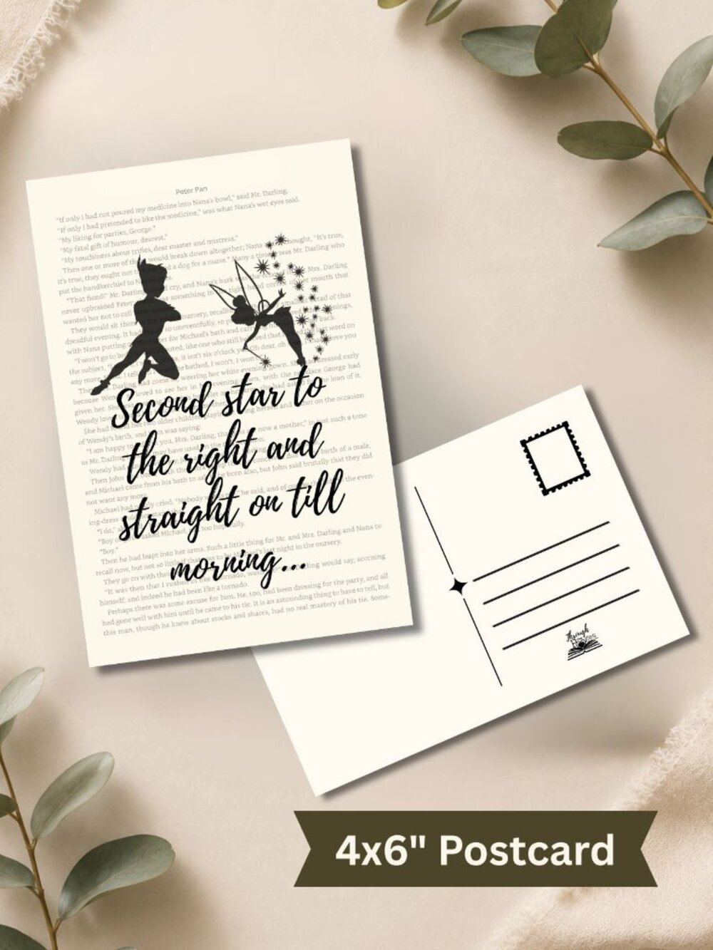 Peter Pan Book Page Postcard Mini Art Print